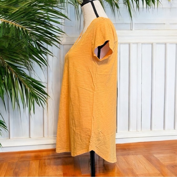 Mododoc Mustard Yellow/Orange V-Neck Short Sleeve Longline Tee – Size S - Picture 4 of 11
